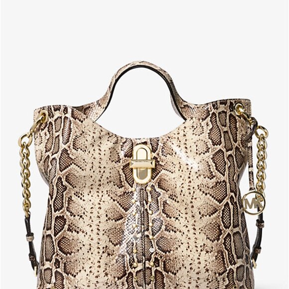 Michael Kors Handbags - New Large Michael Kors Uptown Astor Legacy Python Embossed Leather Tote Bag